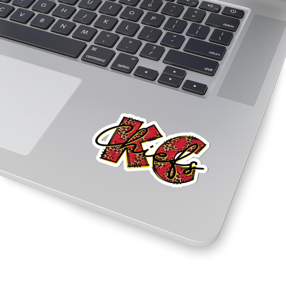 ColorFlow | KC Chiefs Leopard Print Vinyl Sticker for Water Bottles Laptops Cars | Football Fan Art Waterproof Decal