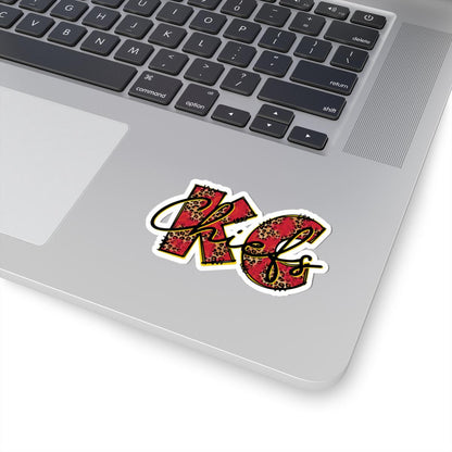 ColorFlow | KC Chiefs Leopard Print Vinyl Sticker for Water Bottles Laptops Cars | Football Fan Art Waterproof Decal