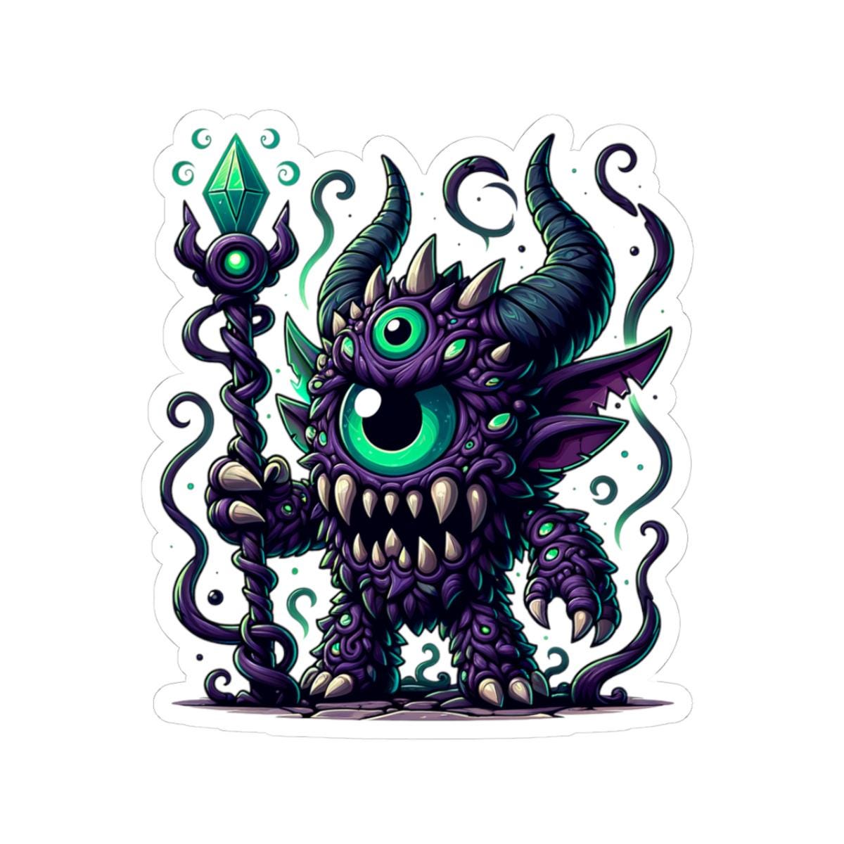 ColorFlow | Purple Cyclops Sorcerer Monster Vinyl Sticker | Fantasy Art Decal | Unique Magic Collectible | Gift Idea