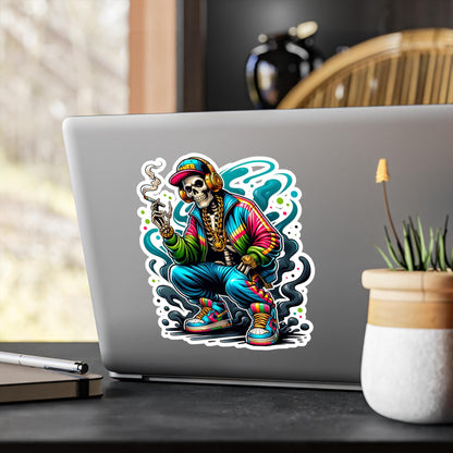 ColorFlow | Hip Hop Stoner Skeleton Vinyl Sticker | Urban Art Waterproof Decal | Glossy Matte Holographic | 6 Sizes
