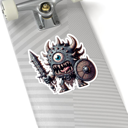 ColorFlow | Spiked Cyclops Warrior Monster Vinyl Sticker | Fantasy Art Decal | Unique Collectible | Mythical Gift Idea
