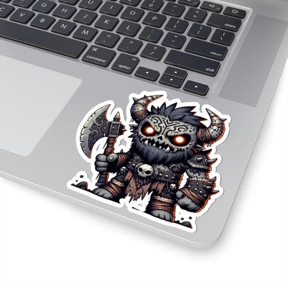 ColorFlow | Tribal Skull Barbarian Monster Vinyl Sticker | Warrior Art Decal | Fantasy Collectible | Unique Gift Idea
