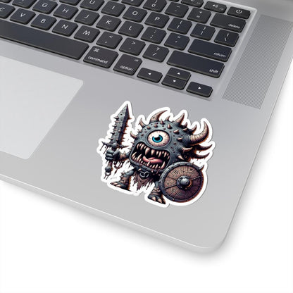 ColorFlow | Spiked Cyclops Warrior Monster Vinyl Sticker | Fantasy Art Decal | Unique Collectible | Mythical Gift Idea