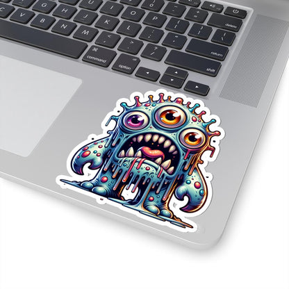ColorFlow Dripping Three Eyed Monster Vinyl Sticker | Waterproof Art Decal