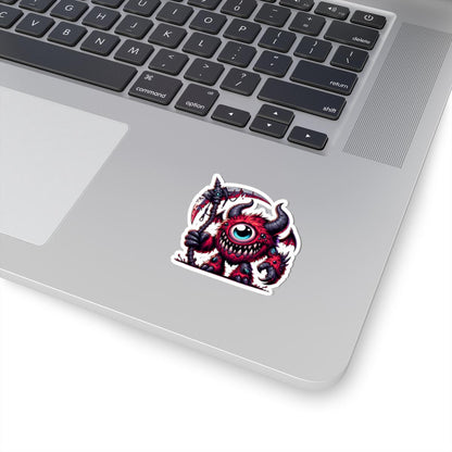 ColorFlow | Red Cyclops Demon Monster Vinyl Sticker | Furry Fantasy Art Decal | Unique Collectible | Cool Monster Gift