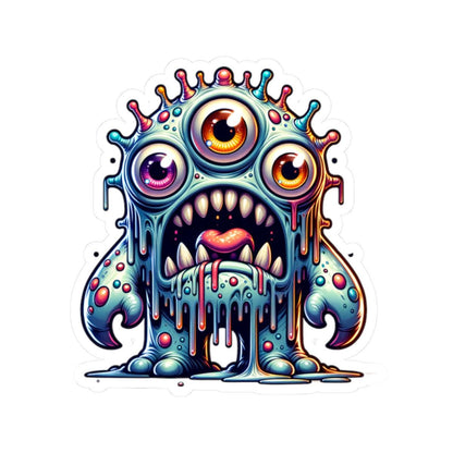 ColorFlow Dripping Three Eyed Monster Vinyl Sticker | Waterproof Art Decal