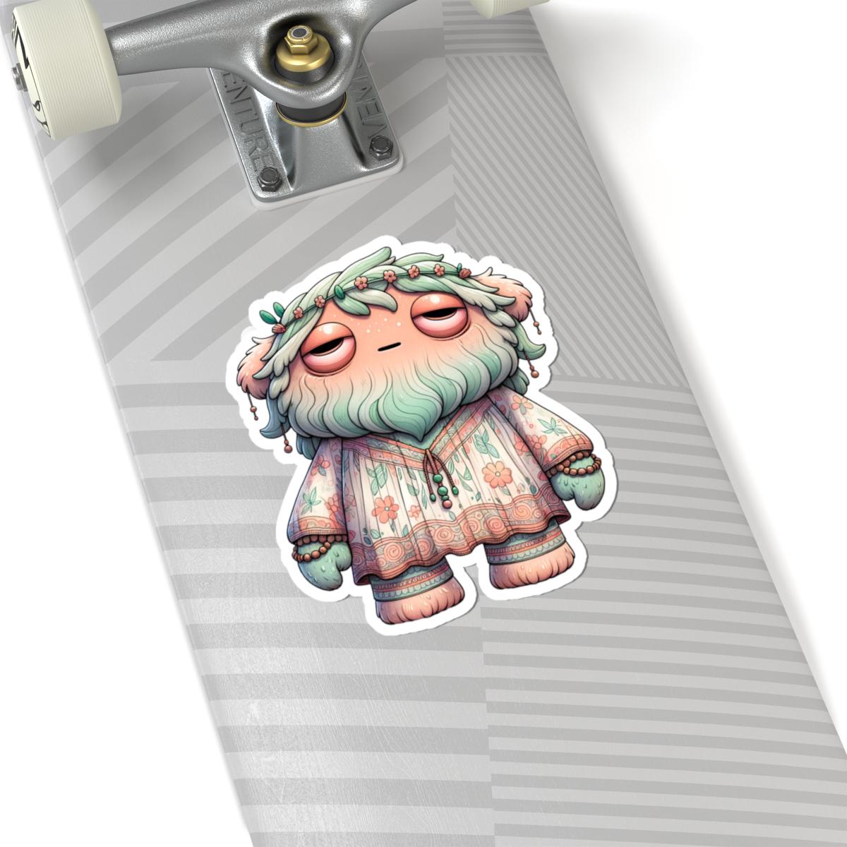 ColorFlow Boho Monster Sticker | Pastel Floral Character Art (Kiss Cut)