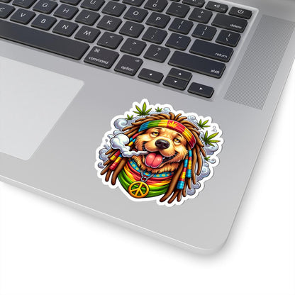 Rasta Golden Retriever Sticker | Waterproof Glossy Vinyl Decal (Kiss Cut)