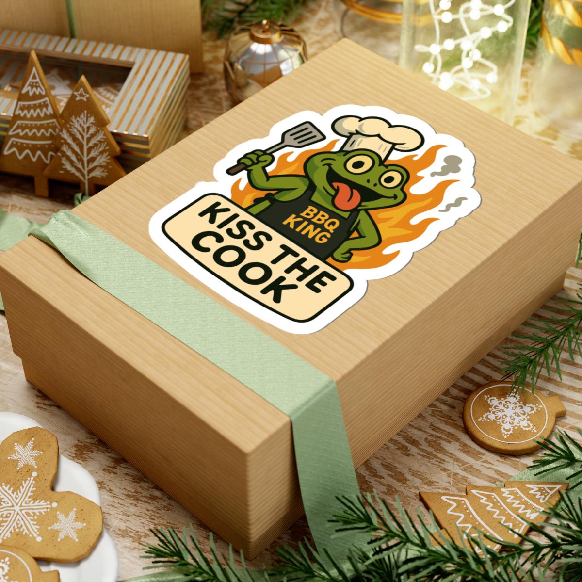 ColorFlow | Kiss The Cook Frog BBQ Sticker | Waterproof Vinyl Decal For Grill Masters And Summer Outdoor Cooking Fun
