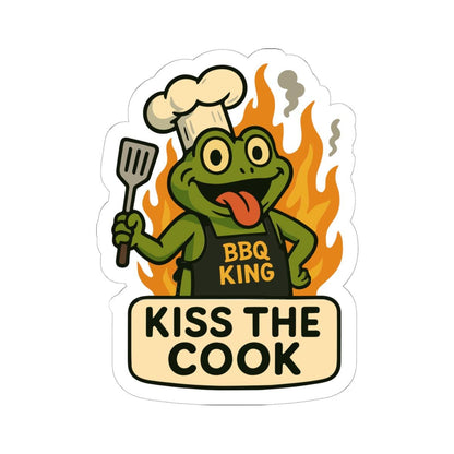 ColorFlow | Kiss The Cook Frog BBQ Sticker | Waterproof Vinyl Decal For Grill Masters And Summer Outdoor Cooking Fun