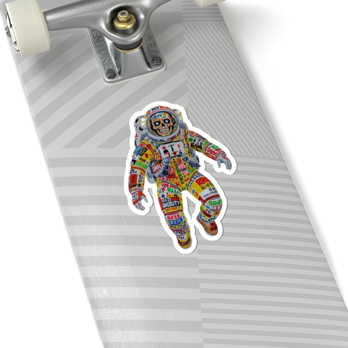 ColorFlow | Pop Art Graffiti Skull Astronaut Sticker | Rebellious Space Vinyl Decal for Creatives