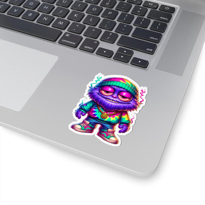 ColorFlow | Tie Dye Hoodie Furry Monster Sticker | Waterproof Vinyl Decal For Chill Vibes Retro Streetwear Art Lovers