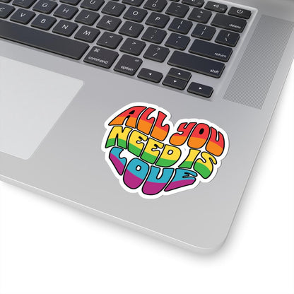 Retro Rainbow LGBTQ Vinyl Sticker | All You Need Is Love Pride Decor (Glossy)