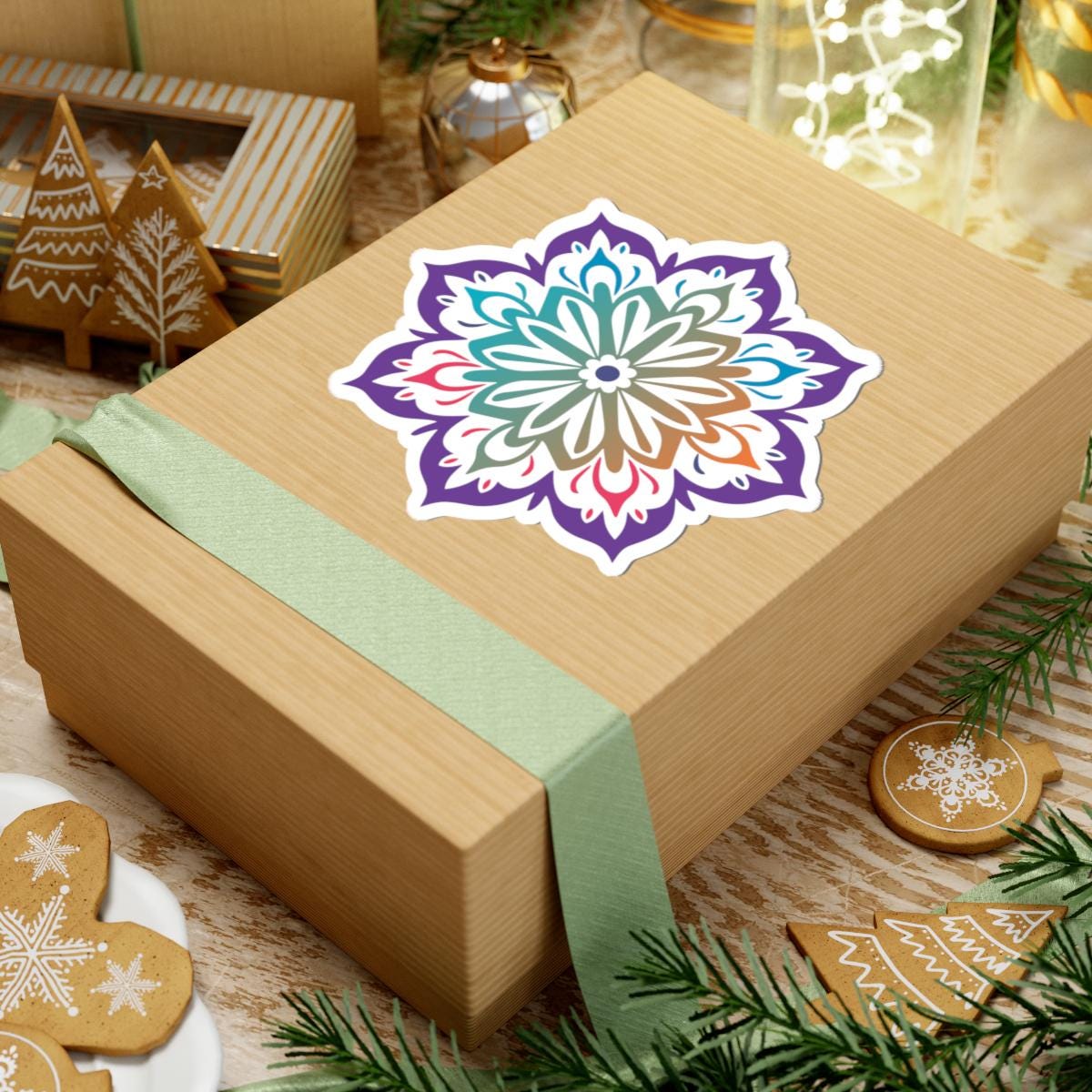 Gradient Mandala Sticker | Boho Sacred Vinyl Decal for Laptops, Journals (Waterproof)