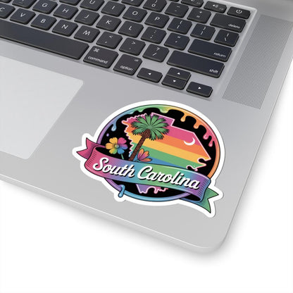 ColorFlow | South Carolina Palmetto Rainbow State Vinyl Sticker | Coastal Charm Travel Art Decal