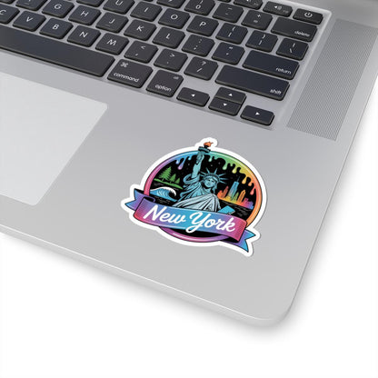 ColorFlow | New York Statue Skyline Night Vinyl Sticker | Empire State Landmark Travel Art Decal