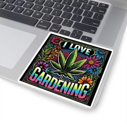 ColorFlow | I Love Gardening Cannabis Floral Vinyl Sticker for Water Bottles Laptops Cars | Funny Weed Art Waterproof Decal