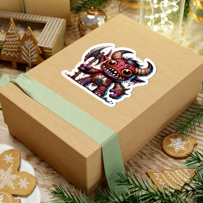 ColorFlow | Red Stitched Plushie Demon Monster Vinyl Sticker | Button Eye Art Decal | Unique Collectible | Fantasy Gift