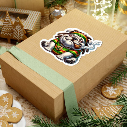 ColorFlow | Rasta Bulldog Weed Dog Glossy Vinyl Sticker | Kiss Cut or Die Cut | Waterproof Cannabis Reggae Decal for Cars Laptops