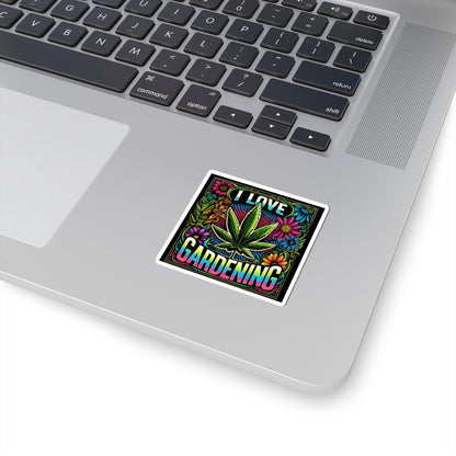 ColorFlow | I Love Gardening Cannabis Floral Vinyl Sticker for Water Bottles Laptops Cars | Funny Weed Art Waterproof Decal