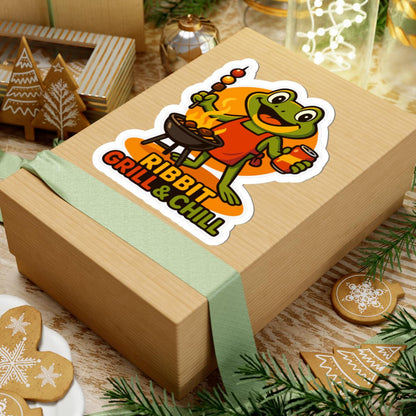ColorFlow | Ribbit Grill And Chill Frog BBQ Sticker | Waterproof Vinyl Decal For Grilling Lovers And Summer Party Fun