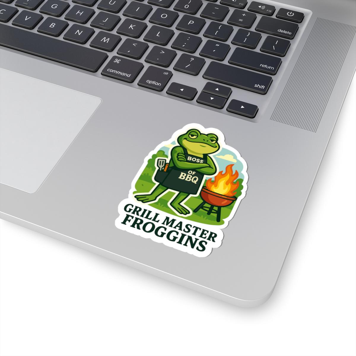 ColorFlow | Grill Master Froggins Funny Frog BBQ Sticker | Waterproof Grill Boss Vinyl Decal for Outdoor Party Lovers