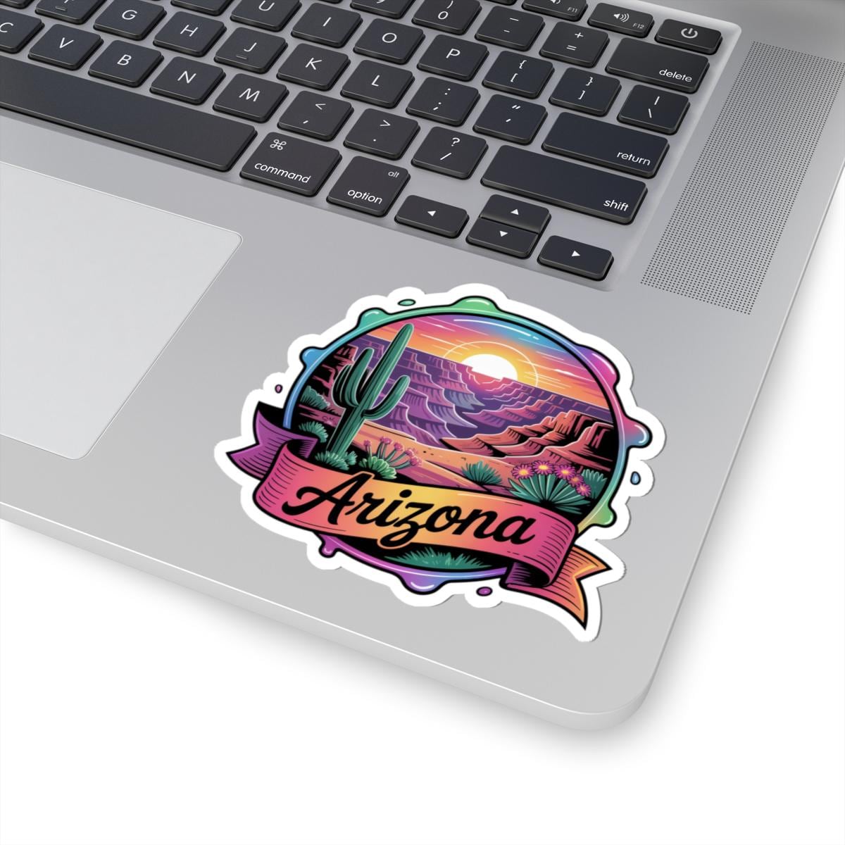 Arizona Desert Sunset Retro Travel Sticker | Southwestern Cactus Canyon Decal