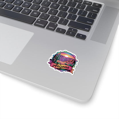 Arizona Desert Sunset Retro Travel Sticker | Southwestern Cactus Canyon Decal