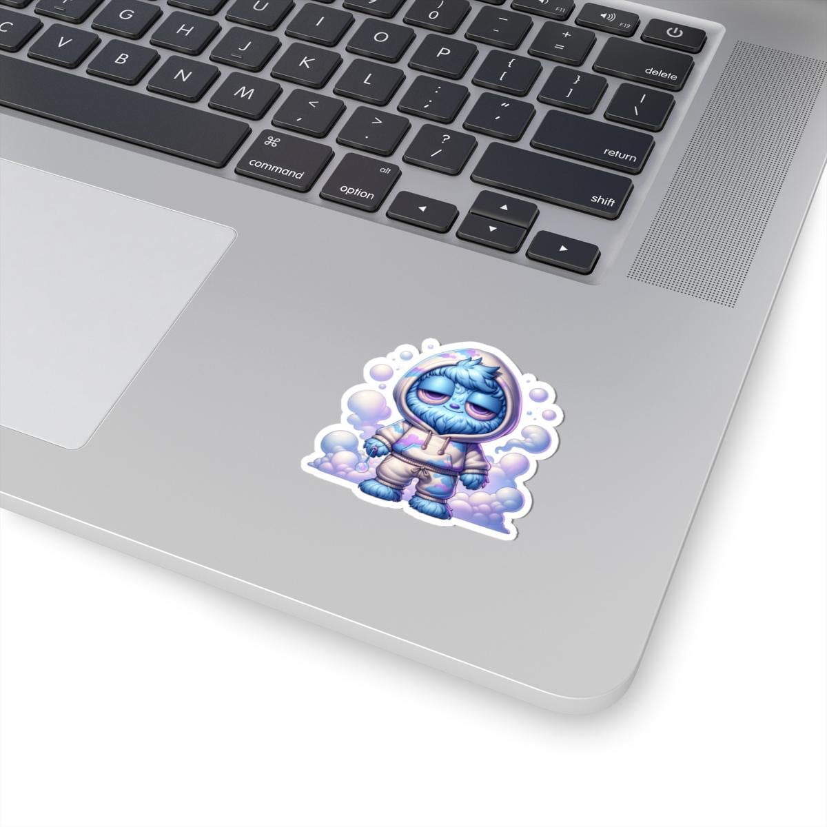 Blue Cloud Monster Hoodie Sticker | Pastel Character Art, Laptop Decal