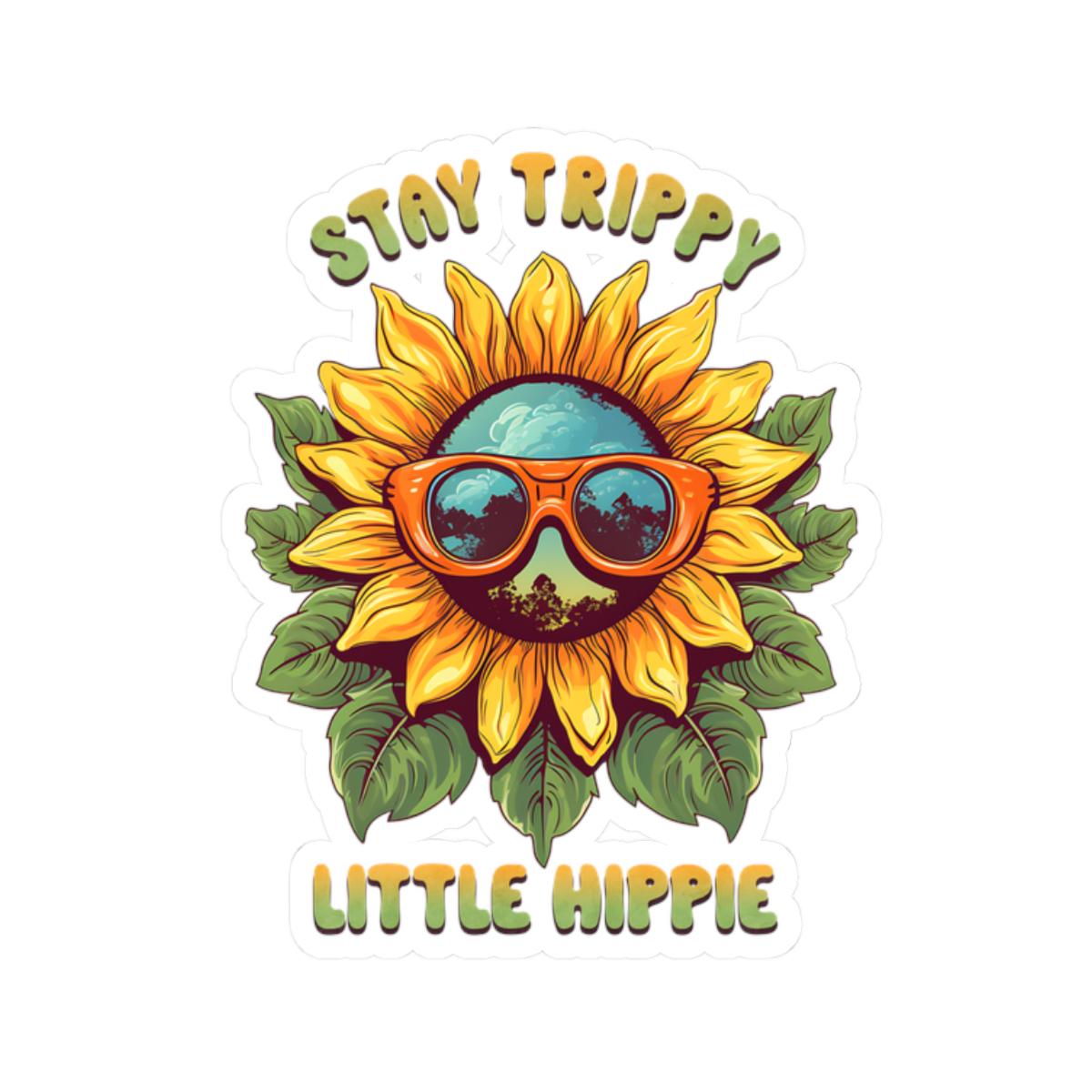 ColorFlow | Stay Trippy Sunflower Sunglasses Psychedelic Retro Hippie Art Vinyl Sticker