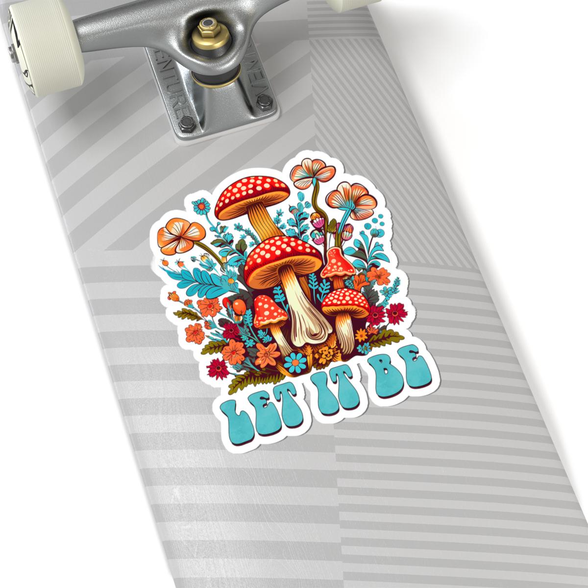 ColorFlow | Let It Be Psychedelic Mushroom Garden Whimsical Retro Nature Art Vinyl Sticker