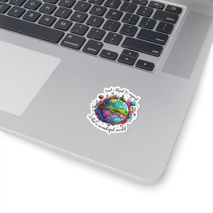 ColorFlow | What a Wonderful World Colorful Earth Retro Positivity Art Vinyl Sticker
