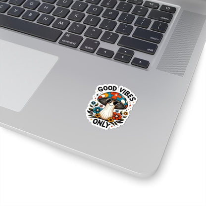 ColorFlow | Good Vibes Only Smiling Mushroom Retro Psychedelic Floral Art Vinyl Sticker