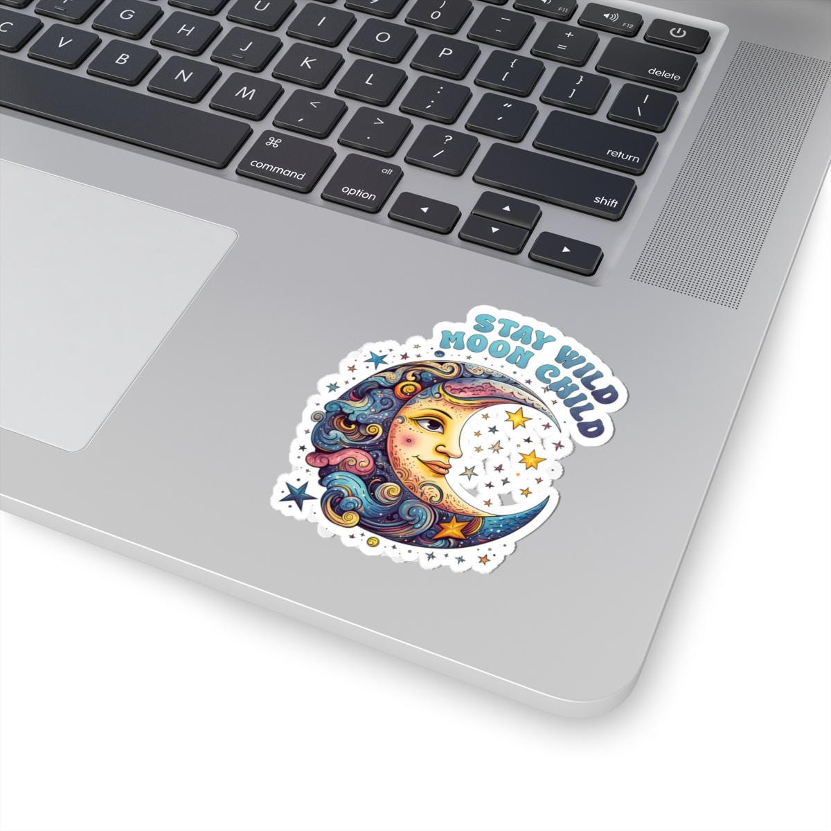 ColorFlow | Stay Wild Moon Child Celestial Moon Face Cosmic Boho Art Vinyl Sticker