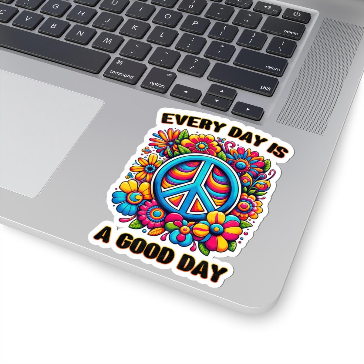 ColorFlow | Every Day Is a Good Day Peace Sign Floral Retro Positivity Art Vinyl Sticker