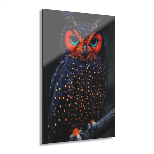 ColorFlow | Mystic Owl Metal Art Print | Fantasy Bird Artwork | Dark Nature Decor | Wildlife Decor | Night Animal Decor