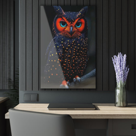 ColorFlow | Mystic Owl Metal Art Print | Fantasy Bird Artwork | Dark Nature Decor | Wildlife Decor | Night Animal Decor