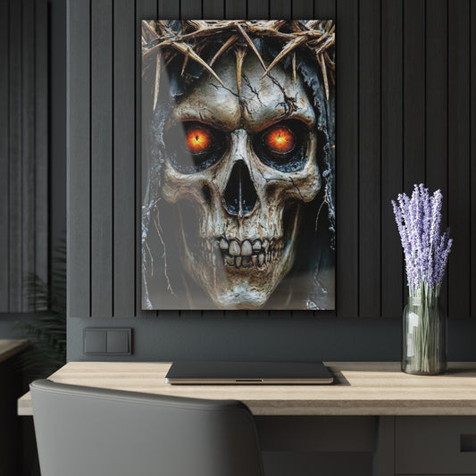 ColorFlow | Crown Skull Metal Art Print | Dark Gothic Artwork | Horror Decor | Creepy Wall Decor