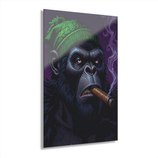 ColorFlow | Smoking Gorilla Metal Art Print | Urban Animal Artwork | Street Style Decor | Cool Room Decor | Ape Art