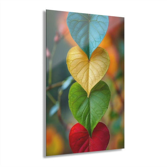 ColorFlow | Color Heart Leaves Metal Art Print | Nature Love Artwork | Botanical Decor | Zen Decor | Aesthetic Art