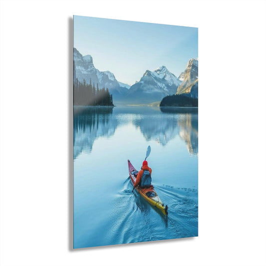 ColorFlow | Kayak Mountain Lake Metal Art Print | Adventure Landscape Artwork | Travel Decor | Nature Decor | Outdoor Art