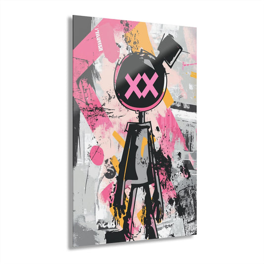 ColorFlow | X Eyes Bomb Character Metal Art Print | Graffiti Cartoon Artwork | Street Art Decor | Urban Pop Decor | Modern Art
