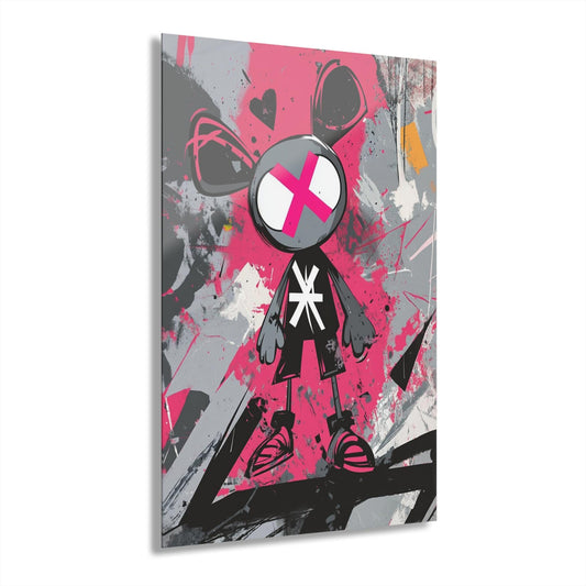 ColorFlow | Cartoon X Eyes Character Metal Art Print | Graffiti Pop Artwork | Urban Decor | Street Style Decor | Modern Pop Art