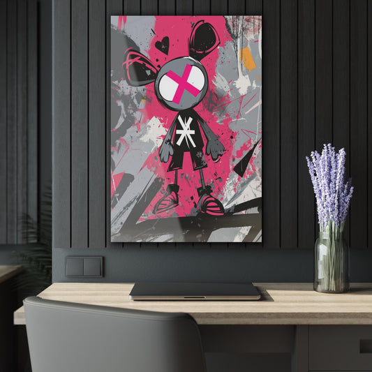 ColorFlow | Cartoon X Eyes Character Metal Art Print | Graffiti Pop Artwork | Urban Decor | Street Style Decor | Modern Pop Art