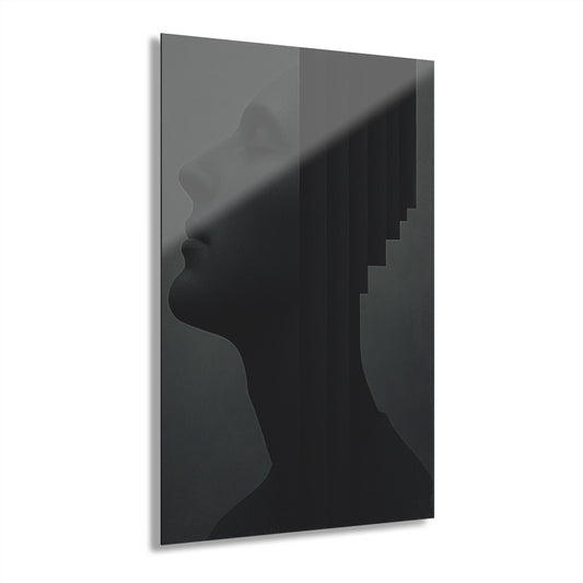 ColorFlow | Dark Minimal Face Sculpture Metal Art Print | Modern Abstract Artwork | Contemporary Decor | Moody Art | Gallery Style