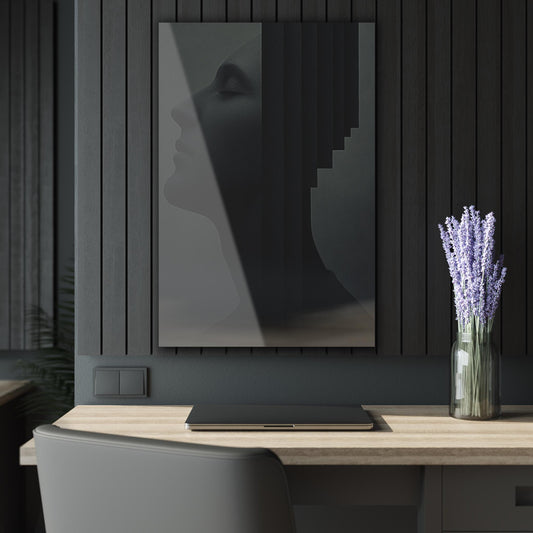 ColorFlow | Dark Minimal Face Sculpture Metal Art Print | Modern Abstract Artwork | Contemporary Decor | Moody Art | Gallery Style