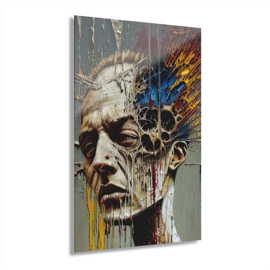 ColorFlow | Surreal Melted Face Metal Art Print | Dark Abstract Artwork | Gothic Decor | Modern Surreal Art | Unique Decor