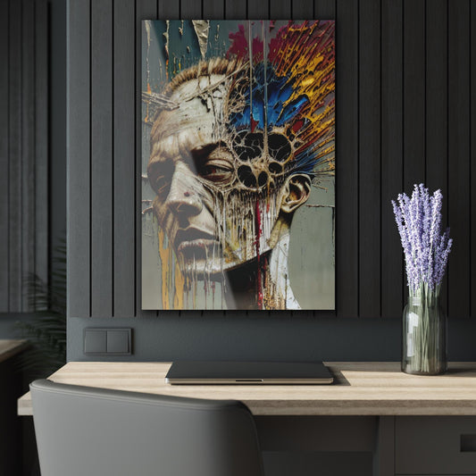 ColorFlow | Surreal Melted Face Metal Art Print | Dark Abstract Artwork | Gothic Decor | Modern Surreal Art | Unique Decor