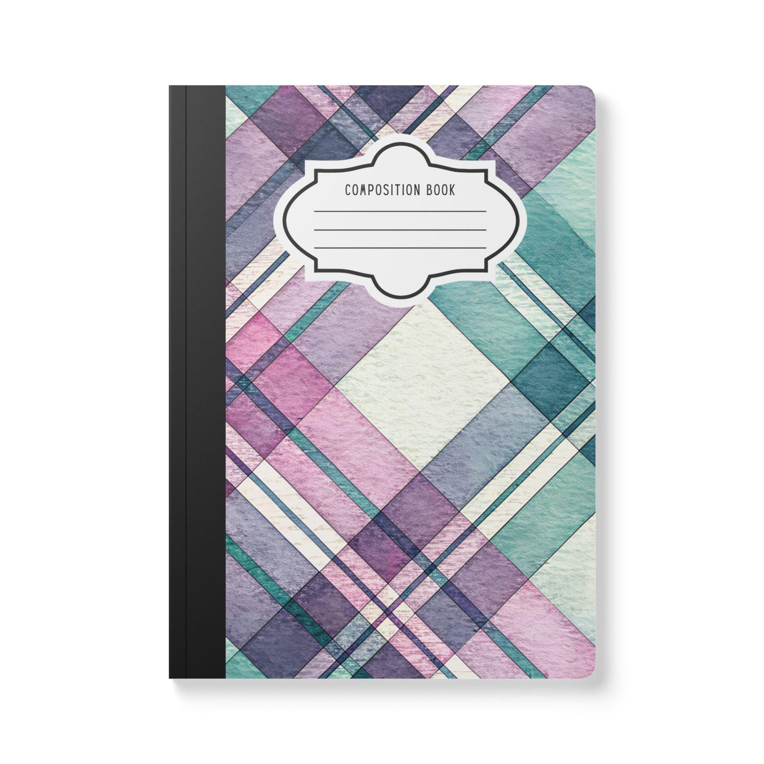 Pastel Plaid Composition Notebook | Watercolor Journal, College Ruled Stationery