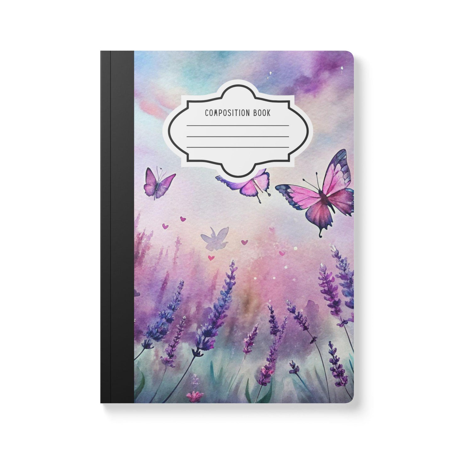 Lavender Butterfly Meadow Notebook | Pastel Sky Floral Journal (College Ruled)